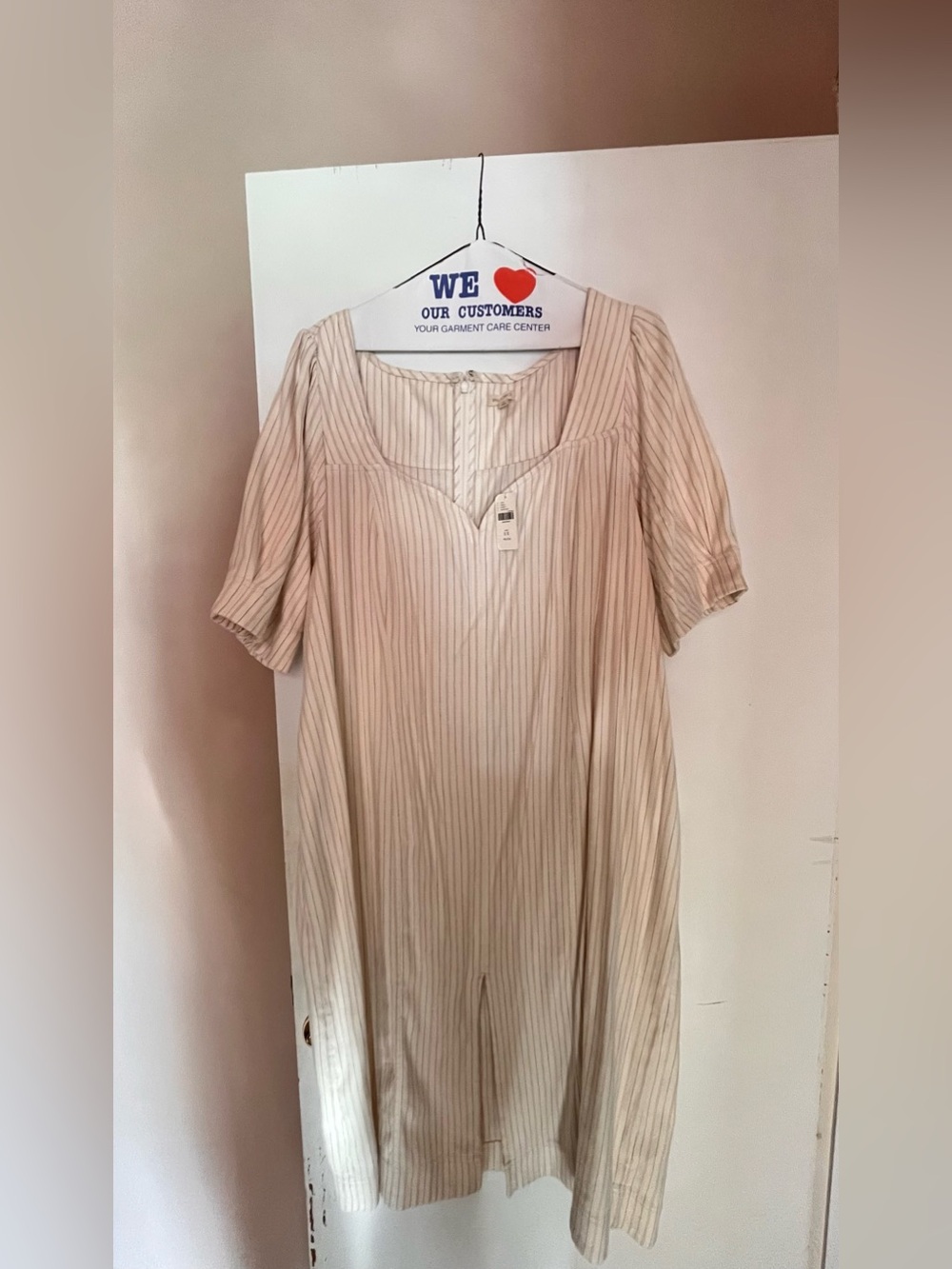 Light Cream Striped Women's Sweetheart Neck dress